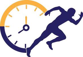 Time run vector logo template. This design use clock and forr symbol. Suitable for management.