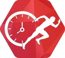 Time run vector logo template. This design use clock and forr symbol. Suitable for management.