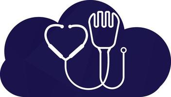 médico comida vector logo modelo. esta diseño utilizar tenedor símbolo. adecuado para salud.