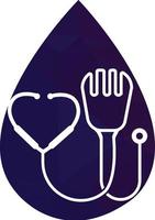 Medical food vector logo template. This design use fork symbol. Suitable for health.