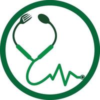 Medical food vector logo template. This design use stethoscope symbol. Suitable for health.