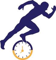 Time run vector logo template. This design use clock and forr symbol. Suitable for management.