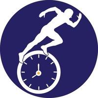 Time run vector logo template. This design use clock and forr symbol. Suitable for management.