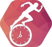 Time run vector logo template. This design use clock and forr symbol. Suitable for management.