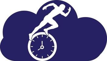 Time run vector logo template. This design use clock and forr symbol. Suitable for management.