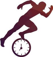 Time run vector logo template. This design use clock and forr symbol. Suitable for management.