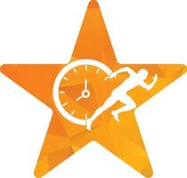 Time run vector logo template. This design use clock and forr symbol. Suitable for management.