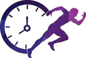 Time run vector logo template. This design use clock and forr symbol. Suitable for management.