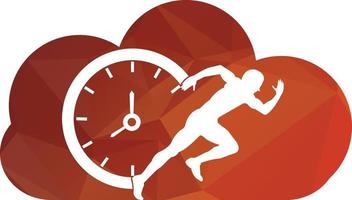 Time run vector logo template. This design use clock and forr symbol. Suitable for management.