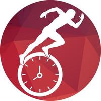 hora correr vector logo modelo. esta diseño utilizar reloj y para símbolo. adecuado para gestión.