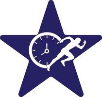 Time run vector logo template. This design use clock and forr symbol. Suitable for management.