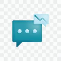 Vector icon with 3d render style of three dots comment balloon with up arrow metaphor of communication and conversation to increase sales and profits. Can be used for ads, poster, startup apps, banner