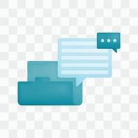Vector icon with 3d render style of folders and dialog bubbles for storing and archive chat or conversation, comments feedback and support data. Can be used for ads, poster, startup apps, banner, web