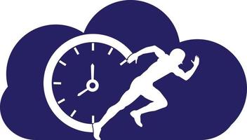 Time run vector logo template. This design use clock and forr symbol. Suitable for management.