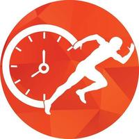 Time run vector logo template. This design use clock and forr symbol. Suitable for management.