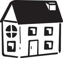 Macro House Icon with Monochrome Colouring Style vector