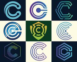 C initial Tech logo vector set. Letter C logo design template, Technology, and digital logotype.