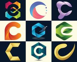 C initial Tech logo vector set. Letter C logo design template, Technology, and digital logotype.