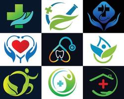 Creative healthcare clinic hospital logo. Medical leaf natural logo. vector