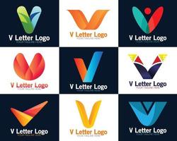 Creative V logo design gradient vector graphic elements. V dots letter initial vector logo concept.