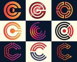 C initial Tech logo vector set. Letter C logo design template, Technology, and digital logotype.