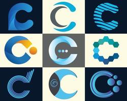 C initial Tech logo vector set. Letter C logo design template, Technology, and digital logotype.