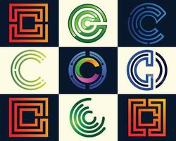 C initial Tech logo vector set. Letter C logo design template, Technology, and digital logotype.