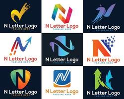 Abstract colorful N letter logo design. vector