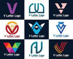 Creative V logo design gradient vector graphic elements. V dots letter initial vector logo concept.