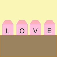 fraseología amor en rosado caja con amarillo y marrón antecedentes. Copiar espacio para texto vector