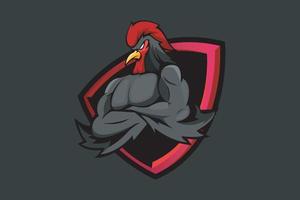 MUSCLE ROOSTER CHICKEN MASCOT LOGO vector