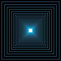 electronic blue light square geometric technology style in black background and white exit tunnel vector