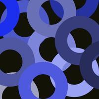 multi circle donut light to dark blue themes with black background vector