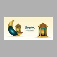 Ramadan and  Eid social media 3D cover  for Islamic Celebration vector