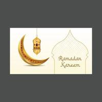 Elegant Islamic Design for Ramadan Celebrations with 3D Moon, Stars, and Lamps vector