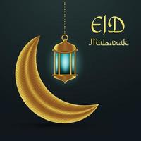 Realistic 3d Eid mubarak Social Media post template vector