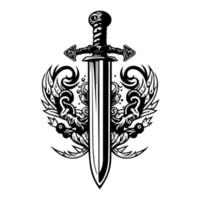 Set sail with the power of the sword. Hand drawn sword logo silhouette collection for your next adventure vector