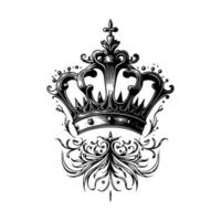 A beautiful crown in black and white line art, Hand drawn illustration, fit for a king or queen vector