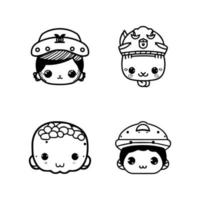 Dive into cuteness overload with our cute kawaii marine head collection set, all Hand drawn in line art style. These illustrations are perfect for adding a touch of playful sea life to your project vector