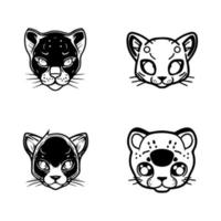 Adorable kawaii panther collection set, Hand drawn with cute expressions and playful poses. Perfect for any animal lover or panther enthusiast vector