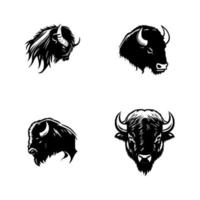 Make a bold statement with our buffalo head logo collection. Hand drawn with intricate details, these illustrations are sure to add a touch of power and strength to your project vector