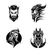 A collection set of medieval warrior logo silhouettes, Hand drawn illustrations showcasing different fierce and powerful warriors vector