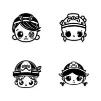 Set sail with our cute kawaii pirate head collection, all Hand drawn with playful details. These illustrations are perfect for adding a touch of adventure to your project vector