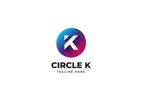 Initial K Letter Logo Design with Gradient Circle Shape. Alphabet vector element