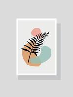 conjunto de vectores de arte de pared botánica. dibujo de arte de línea de follaje con forma abstracta. diseño de arte abstracto de plantas para impresión, portada, papel tapiz, arte de pared minimalista y natural. ilustración vectorial.