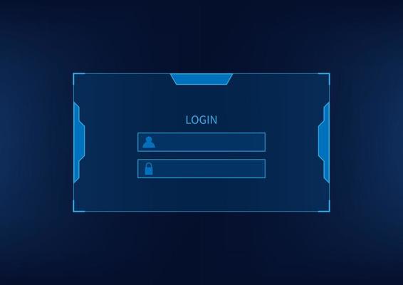 Login form page on blue background. technology futuristic interface vector background