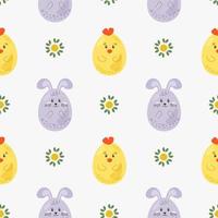 Cute bunny rabbit and Easter eggs print Childish apparel print Easter textile wrapping pattern vector