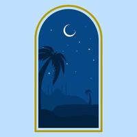 Ramadan Kareem illustration with mosque silhouette and starlight and moon, Background Business Label, Invitation Template, social media, etc. ramadan kareem themed flat vector illustration.