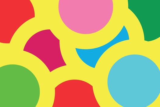 Abstract background with color geometric shapes. Beautiful minimal backdrop with round shapes circles and lines. Geometrical design. Vector illustration