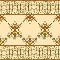 Folk ethnic seamless pattern in earth tone in vector illustration design for mat, scarf, carpet, wrapping paper, tile and more